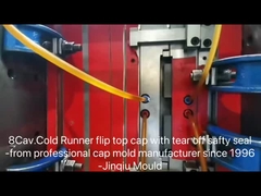 غطاء بلاستيكي كامل ذو 8 تجاويف مع عداء ساخن داخل قالب قلاب مقاوم للعبث لزجاجة الزيت